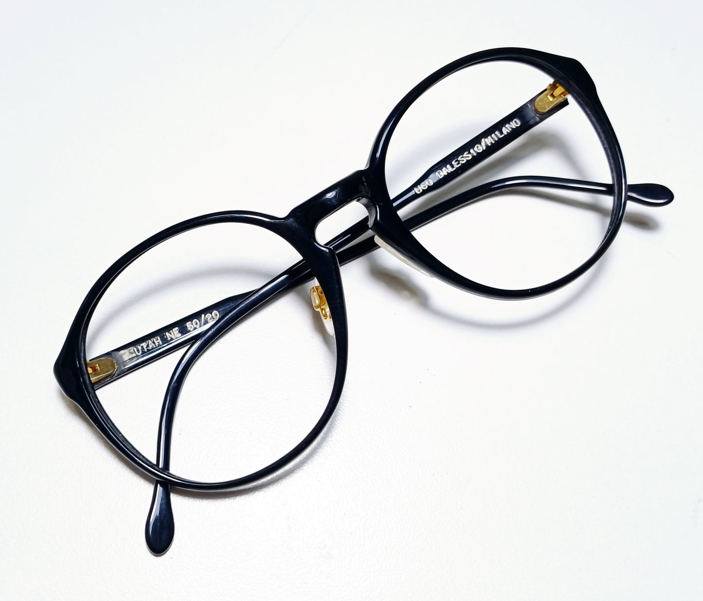 1980's UGO DALESSIO frame made in Italy panto Eyewear col. piano black