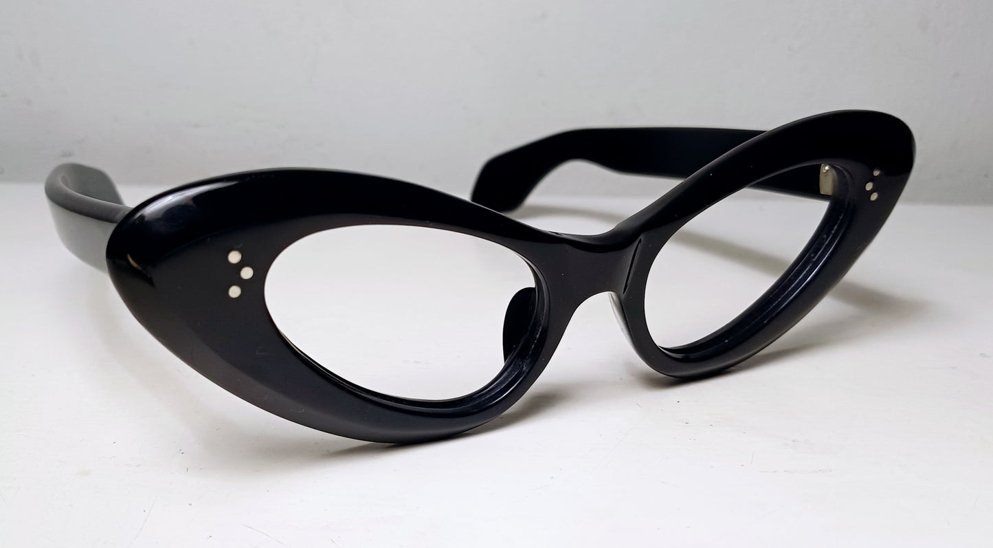 1950's IOMSA made in Mexico model CAT EYE solid frame color piano black