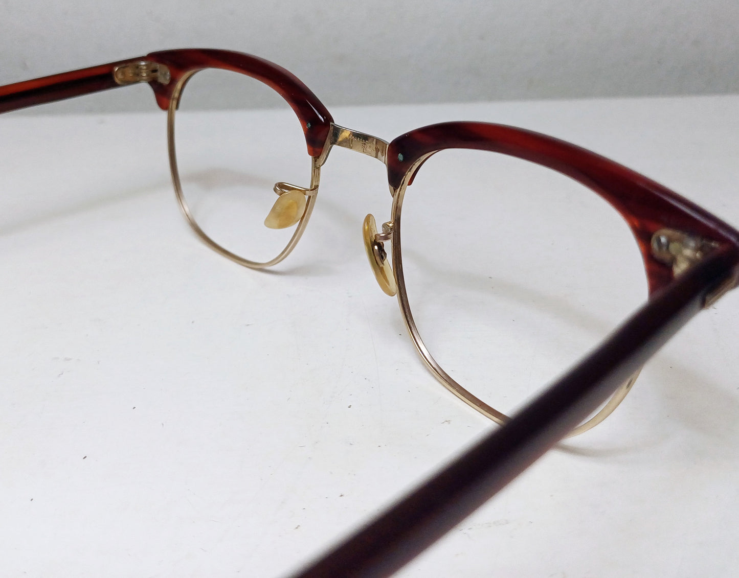 1940-50's SHURON made in USA model Ronsir Gold 12K GF clubmaster geek