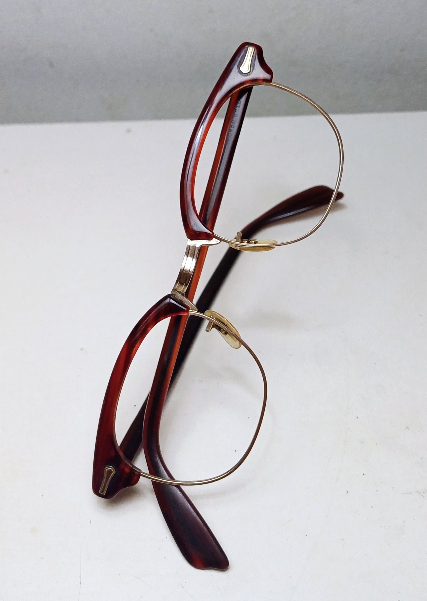 1940-50's SHURON made in USA model Ronsir Gold 12K GF clubmaster geek