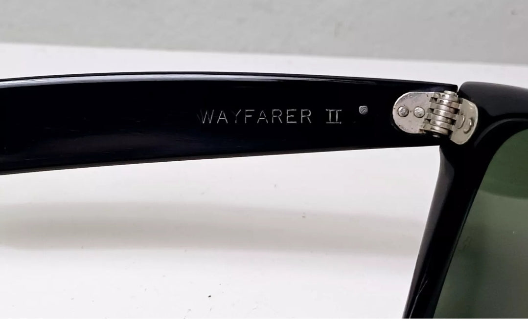 1980's RAYBAN B&L USA model Wayfarer II Acetato Black Don Johnson Rock POP 80s