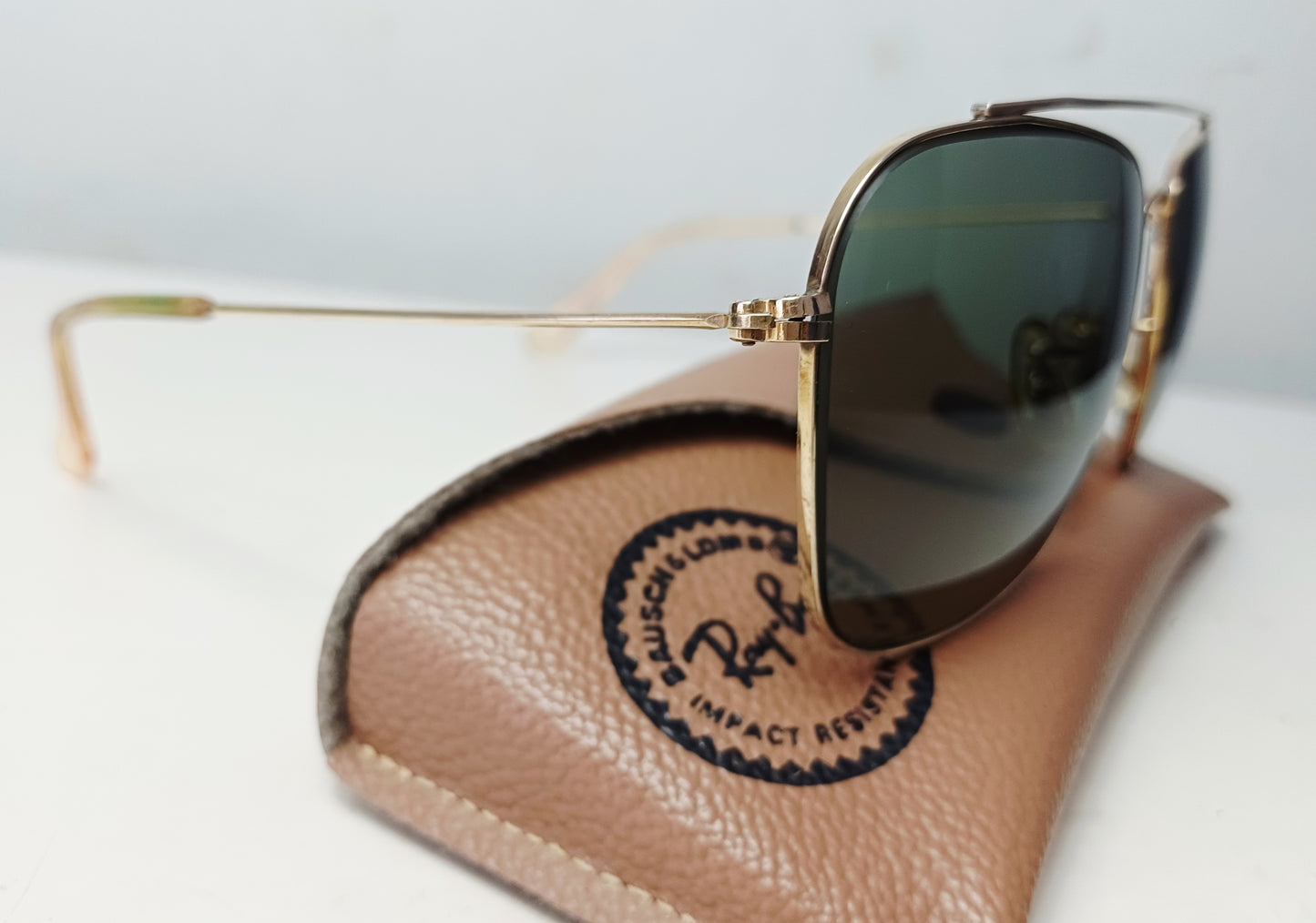 1950's RAYBAN B&L USA πΊπ² Gold 10K GF Modelo CARAVAN ECHELON (Pilot Sunglasses)