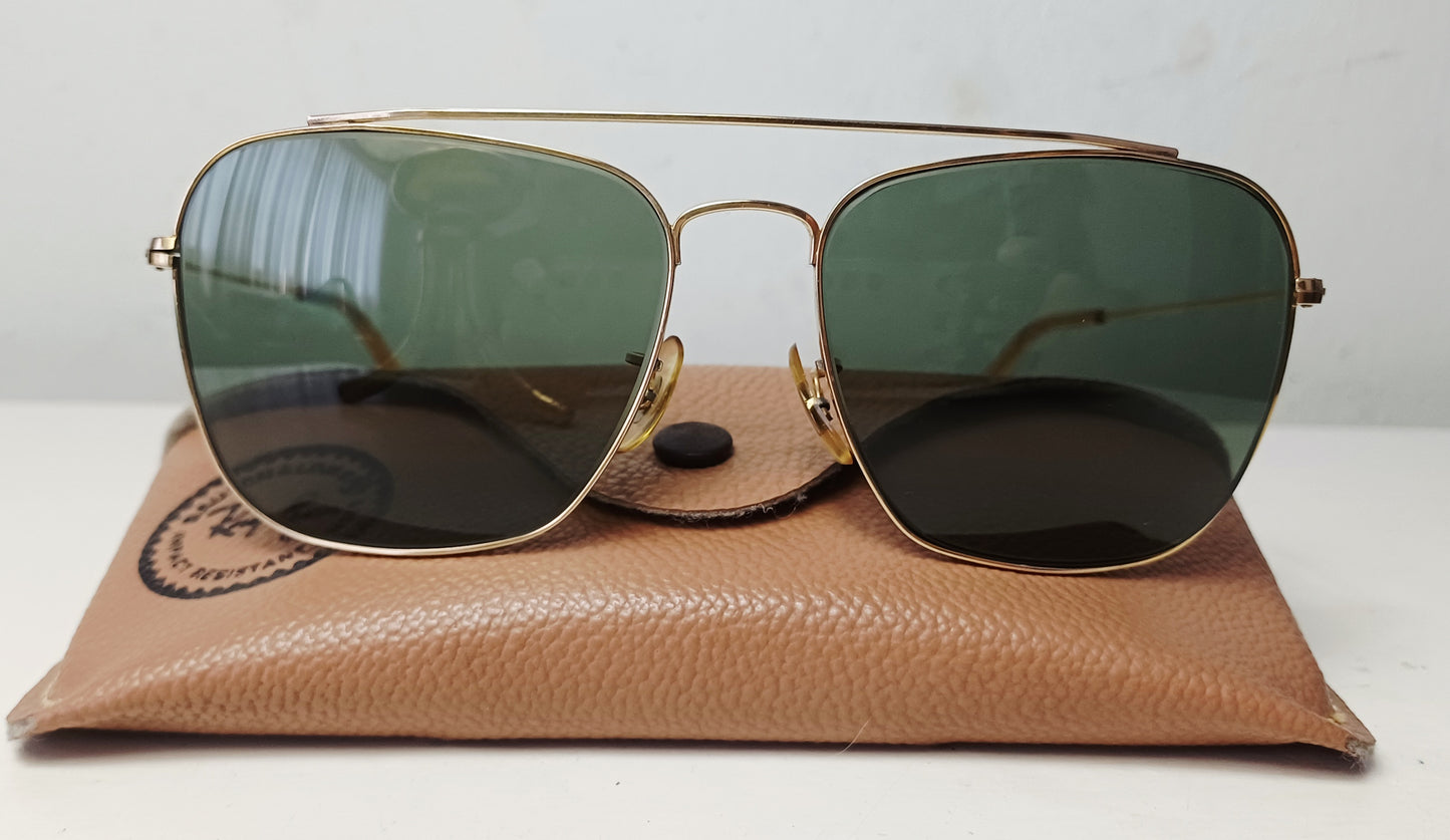 1950's RAYBAN B&L USA πΊπ² Gold 10K GF Modelo CARAVAN ECHELON (Pilot Sunglasses)