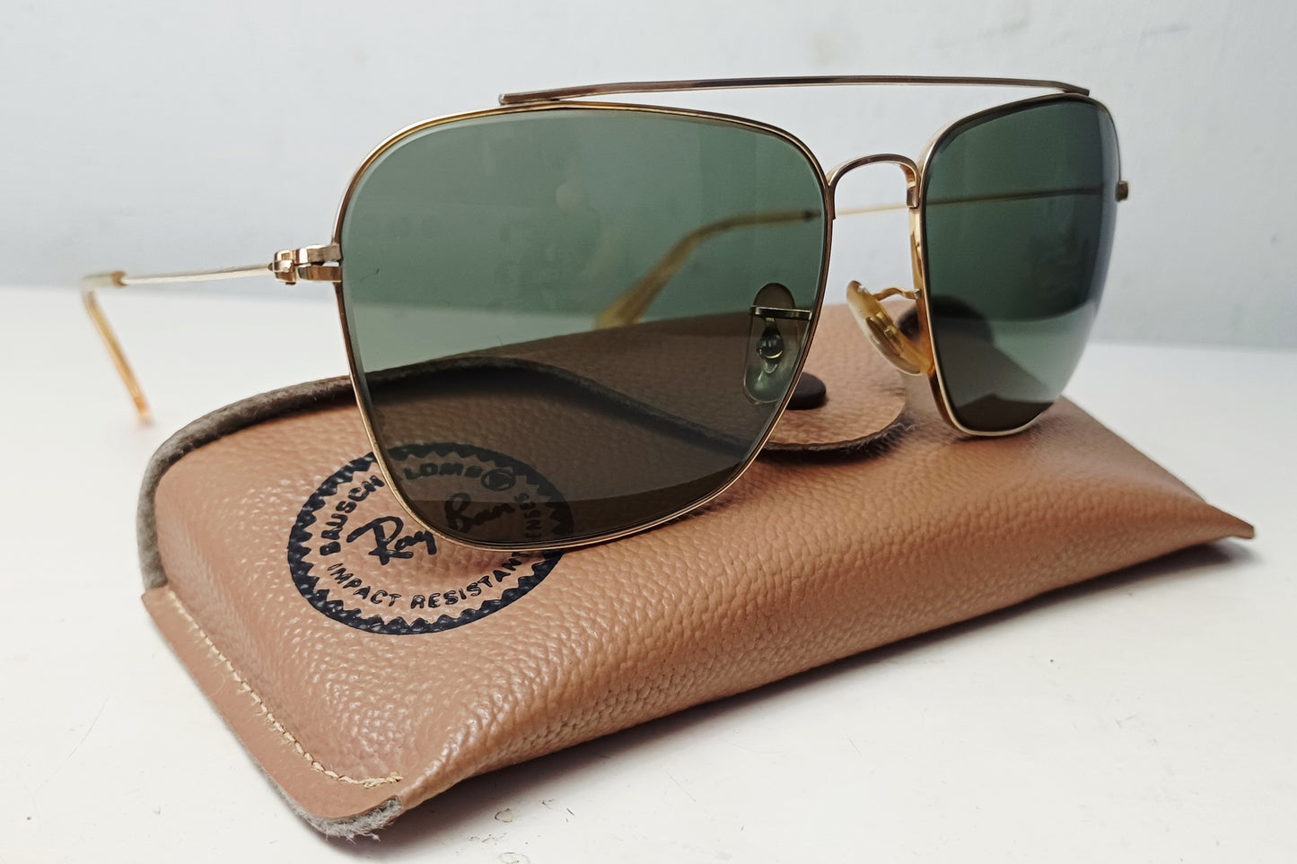 1950's RAYBAN B&L USA πΊπ² Gold 10K GF Modelo CARAVAN ECHELON (Pilot Sunglasses)