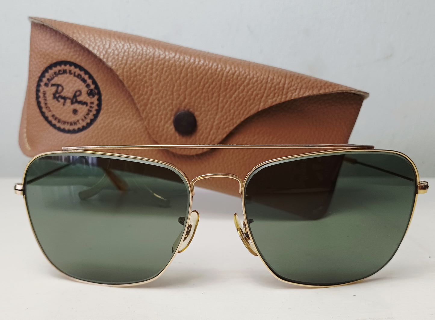 1950's RAYBAN B&L USA πΊπ² Gold 10K GF Modelo CARAVAN ECHELON (Pilot Sunglasses)