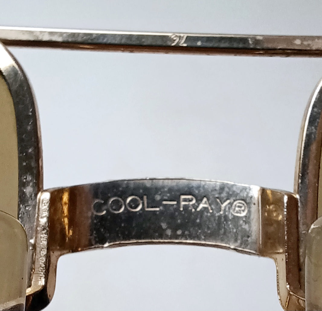 1960's COOL-RAY USA Gold Filled Aviator Sunglasses bayonet Temple