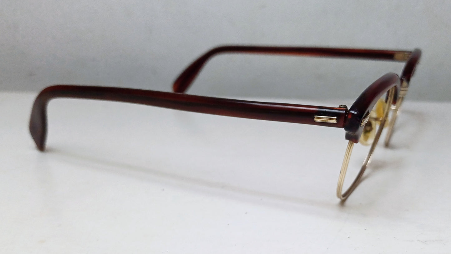 1940-50's SHURON made in USA model Ronsir Gold 12K GF clubmaster geek