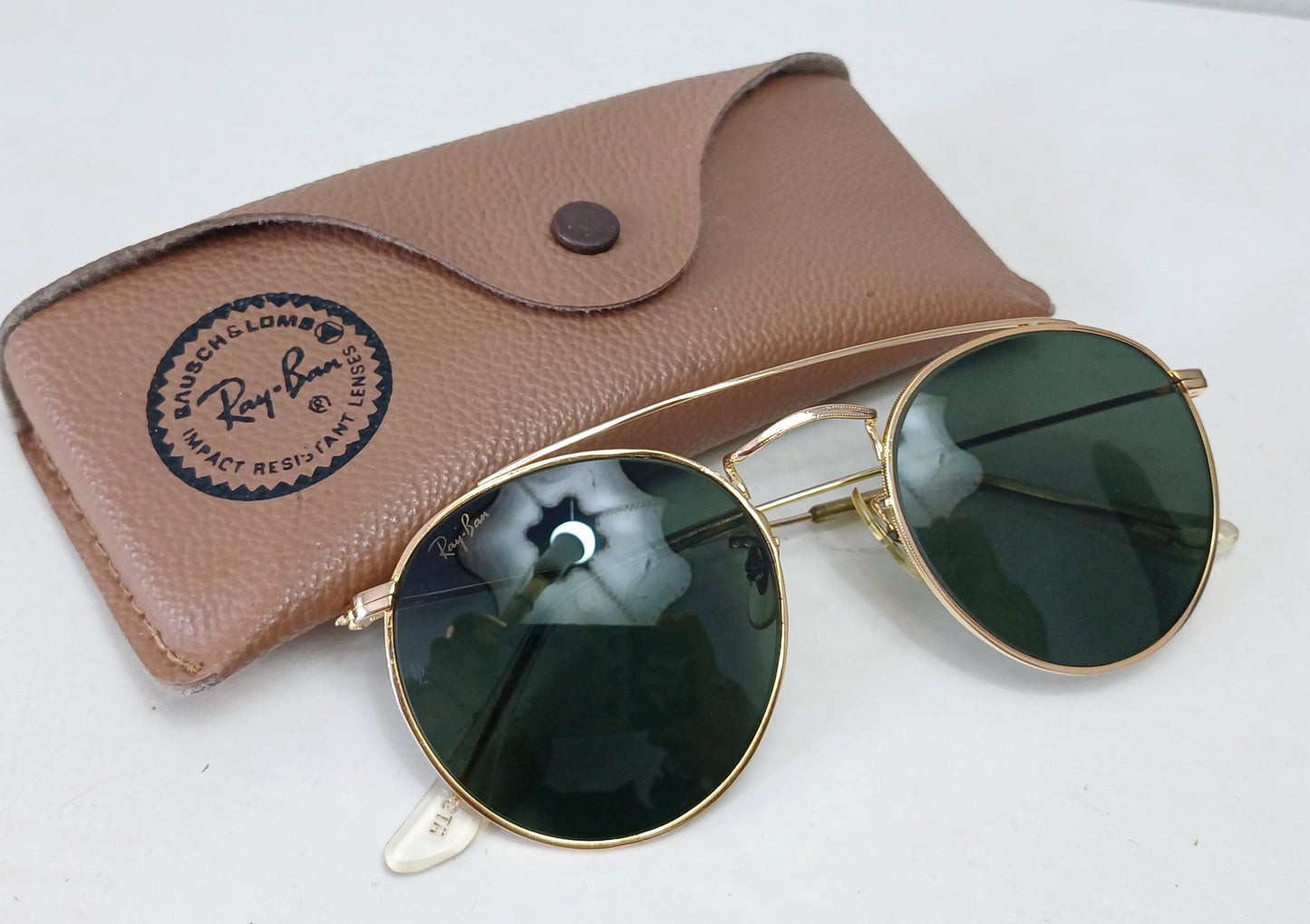 1980's RAYBAN B&L USA made in USA round metal Modelo: W1345 doble puente John lennon Sunglasses