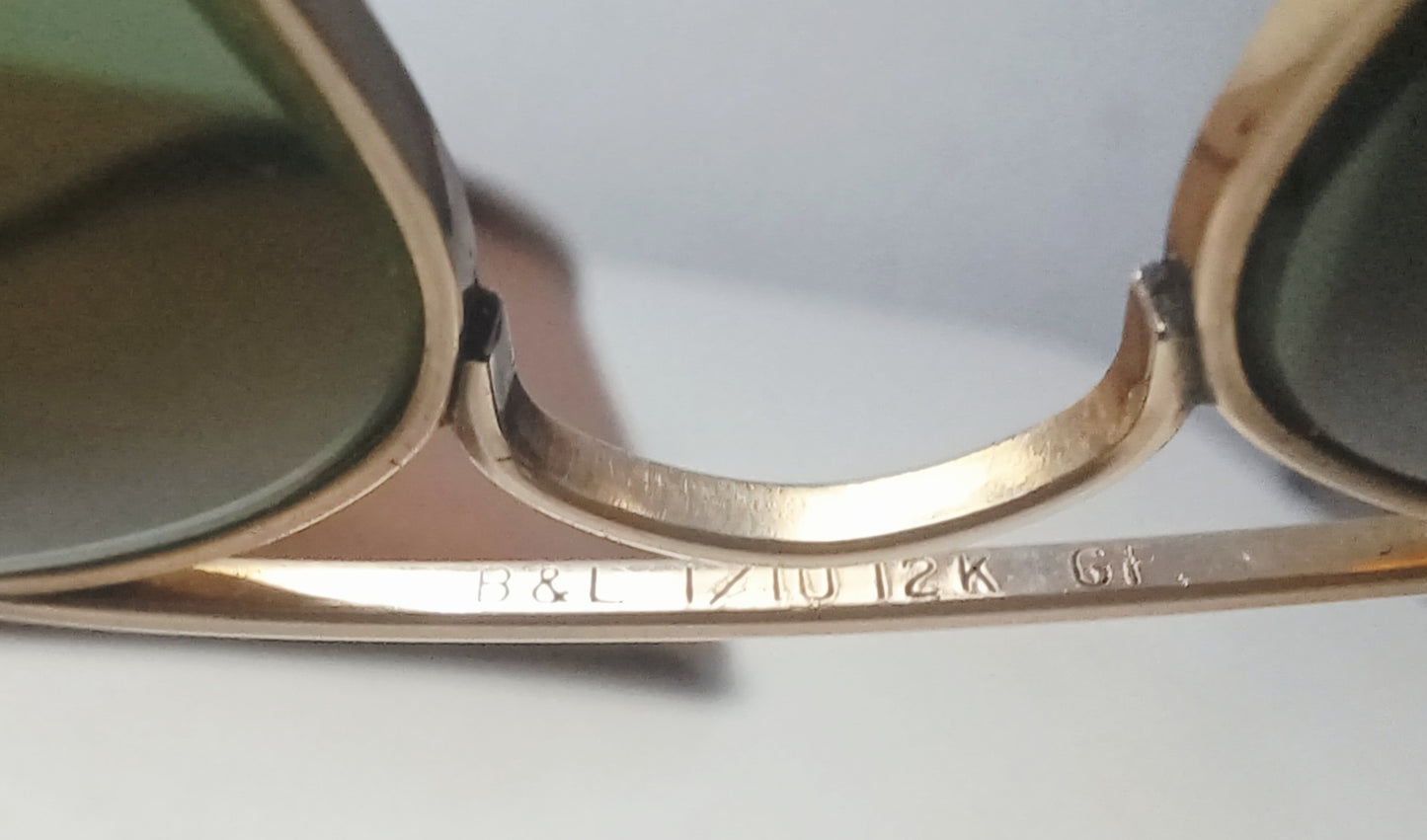 1950's RAYBAN B&L USA 🇺🇲 Oro 12K GF Modelo aviador (pilot Sunglasses)