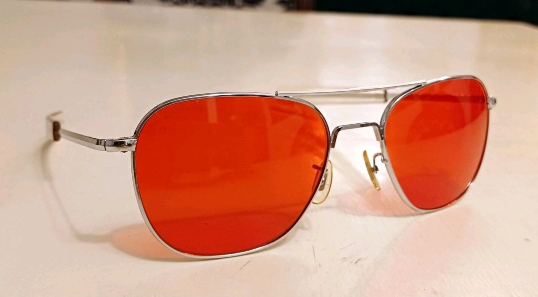 1960-70's AMERICAN OPTICAL pilot Sunglasses Made in USA 58[]20 Aviator Classic