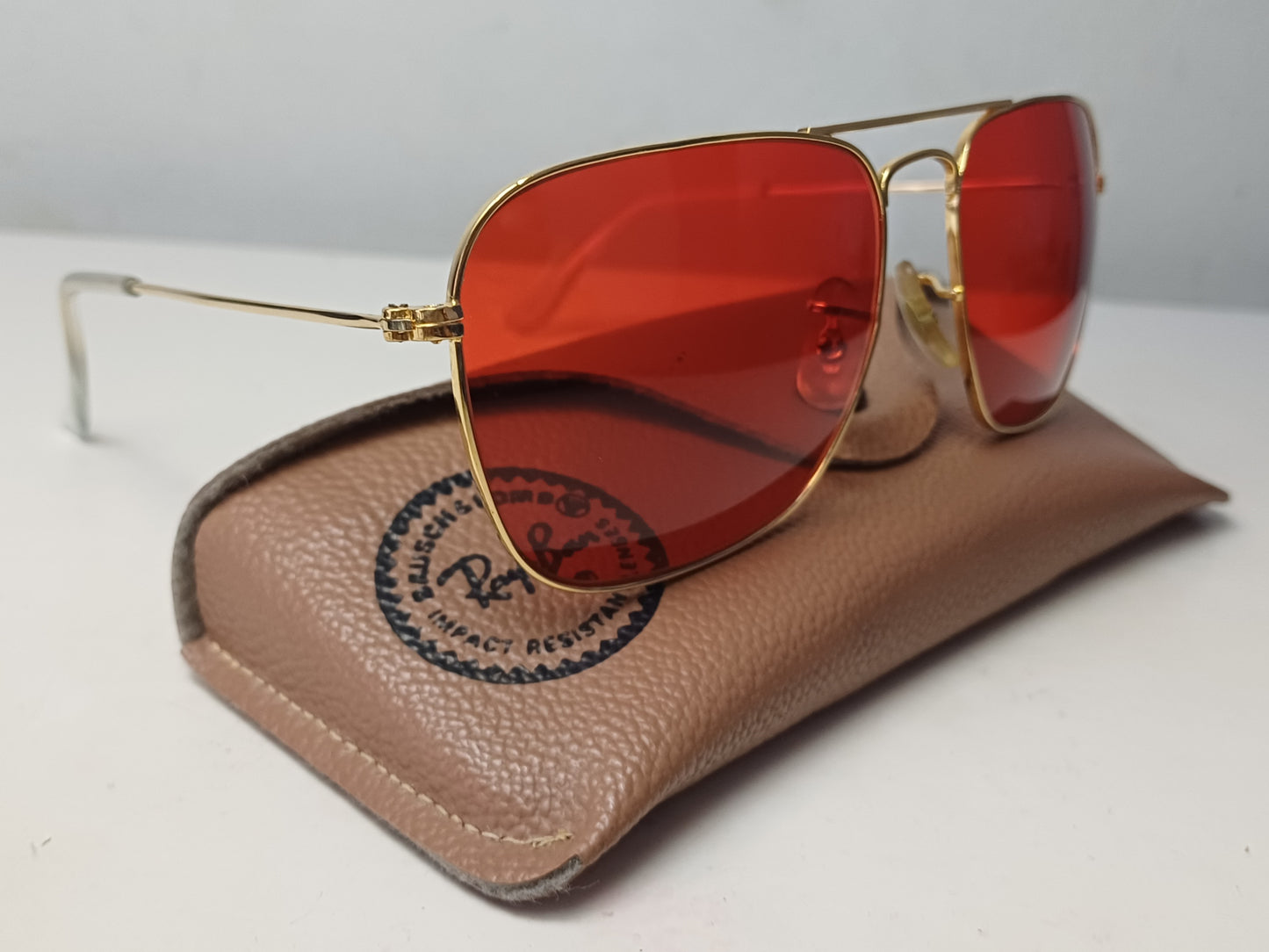 1980's RAYBAN B&L USA 🇺🇲 Modelo CARAVAN  Enchapado oro24K (Pilot Sunglasses)