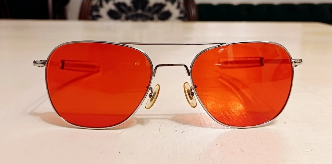 1960-70's AMERICAN OPTICAL pilot Sunglasses Made in USA 58[]20 Aviator Classic